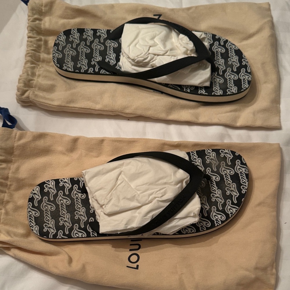 Louis Vuitton Monogram Black and White Sandals - Picture 3 of 13